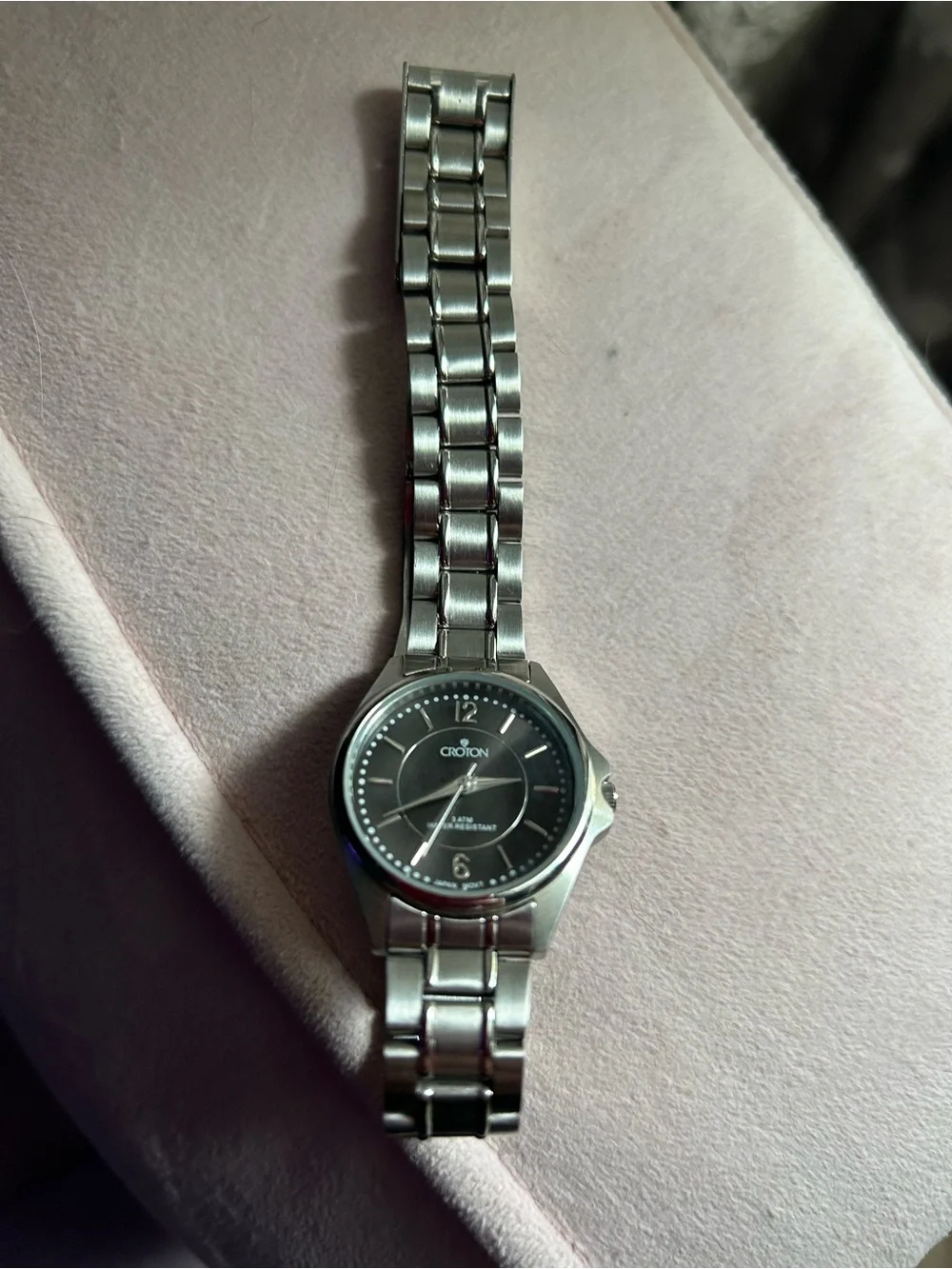 Croton Silver Stainless Steel Watch with Black Dial